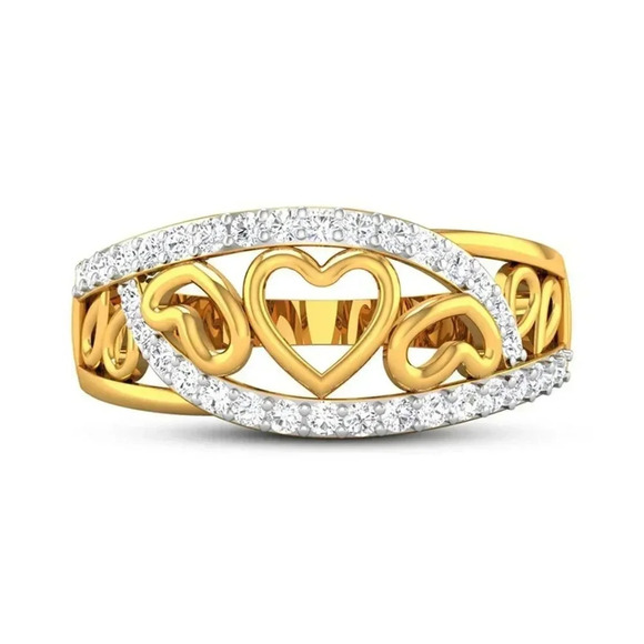 💝 Lovely Double Layer Sweet Zircon Heart Rings for Women, EVGG1305 - Picture 2 of 6